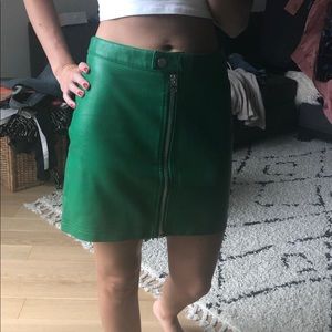 Topshop Women’s Green Zip Skirt